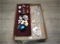 Box of Vintage Costume Jewelry w/Display