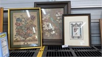 Three wood framed pictures