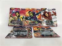 Five Masters of the Universe Hotwheels cars, new