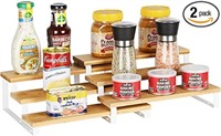 BAMBOO SPICE RACK ORGANIZER FOR CABINETS- 3-TIER