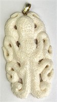 Xtra Large Sterling Carved Ox Bone Pendant 20 Gr