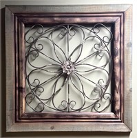 Wood Frame Metal Abstract Wall Decor