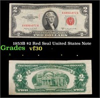 1953B $2 Red Seal United States Note Grades vf++