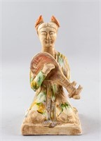 Chinese Tang Sancai Style Pottery Musician Statue