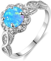 Round 1.38ct Blue Fire Opal & White Topaz Ring