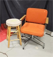 Vintage office chair and Vintage stool