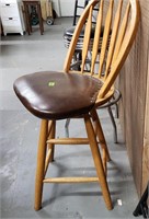 Wooden Stool With Padded Seat