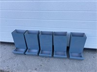 5 blue metal feeders