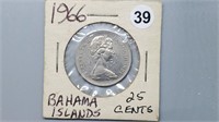 1966 Bahamas Twenty-Five Cents gn4039