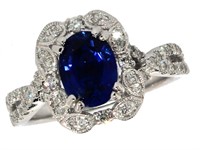 14k Gold 2.10 ct Sapphire & Diamond Ring