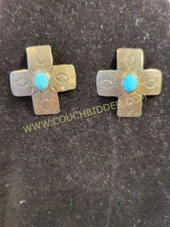 Turquoise and Sterling Navajo Earrings