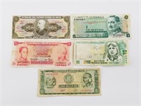 Mixed Central and South American paper currency in