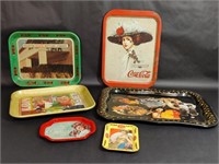 Six Vintage Metal Coca Cola Trays