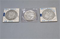 3 Morgan Silver Dollars Ca. 1883