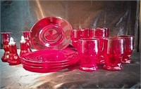 Vintage ruby red vikingware, service for four,
