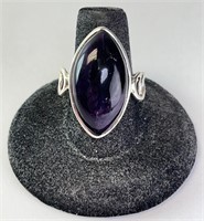 Sterling Large Amethyst Unique Ring 10 Gr Size 9