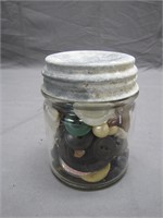 Vintage Atlas Mason Jar Filled with Buttons