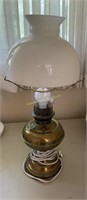 Rayo electrified brass lamp with milk glass shade