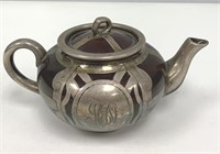 Sterling Overlay Monogrammed Tea Pot