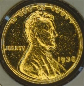 24k gold-plated 1938 Lincoln penny