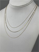 Three 18'' 10K & 14K Yellow Gold Thin Necklaces