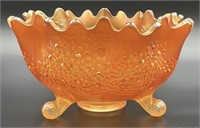 Large Fenton Marigold Orange Tree Footed Bowl Uv