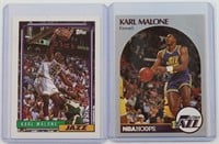 Two (2) Karl Malone Cards (Topps + Hoops)