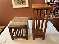 VTG Heavy Wood Stool & Plant Stand Table