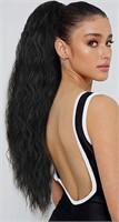 24" Long Ponytail Extension with Eye lashes, black