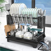 NEW 2 Tier Dish Drying Rack, Black