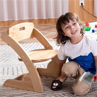 Adjustable Kids Wood Stool, Light Brown