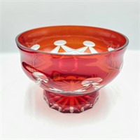 8" Handmade Russian Bohemian Glass Red Bowl