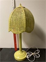 Yellow wicker table lamp