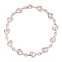 Sterling Silver Diamond Heart Bracelet