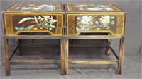 Pair of vintage hand-painted Asian commode