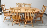 Pine Table & 6 Chairs (2 Arm) (2 Extensions)