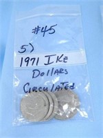 (5) 1971 Ike Dollars Circulated