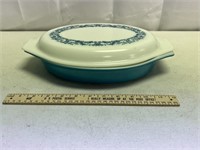 Pyrex 1960s Promo Blue Ivy Divided Serving Dish