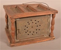 Pennsylvania 19th C. Punched-Tin Foot Warmer.