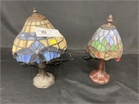 (2) Slag Glass Accent Lamps