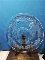 Large 14 inch round glass Turkey platter
