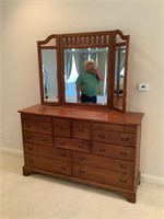 Keller Oak Mission Style Dresser w/Mirror