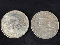 Pair of silver coins - 1984 liberty silver troy