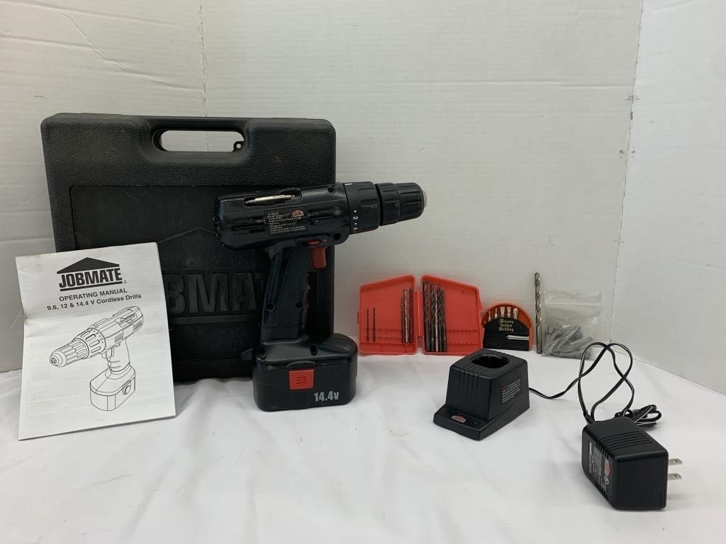 JobMate Cordless Power Drill with various bits -