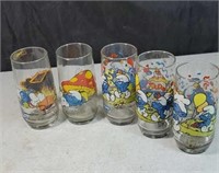 Group of 5 smurf glasses