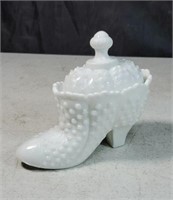 White hobnail boot dish