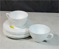 Grape & leaf pattern white cups and saucers