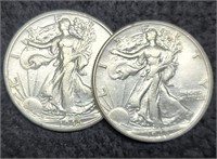(2) XF W. Liberty Half Dollars: 1945, 46