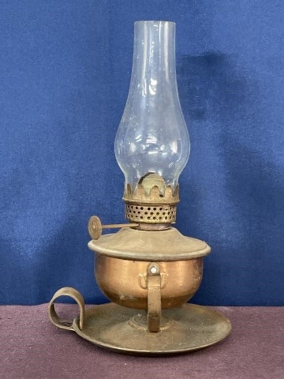 Small copper kerosene lantern 7 inch tall vintage