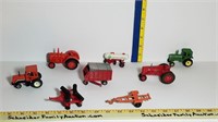 Lot of 8 Die-Cast Tractors & Farm Implements